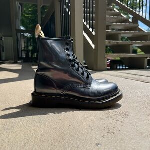 Dr. Martens Pewter Combat Boots with Air-Cushioned Sole